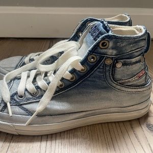 DENIM DIESEL HIGH TOP SNEAKERS SIZE 7 ITALY